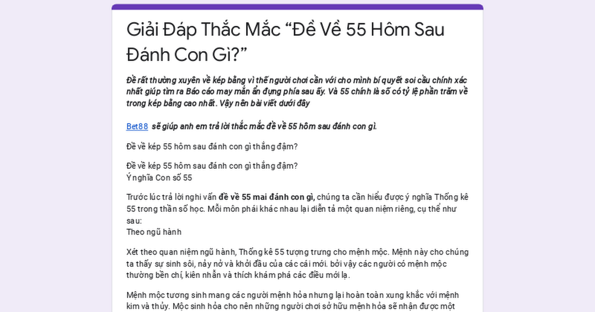 đề về 55 hôm sau đánh con gì? Hướng dẫn cách soi cầu chuẩn xác nhất!